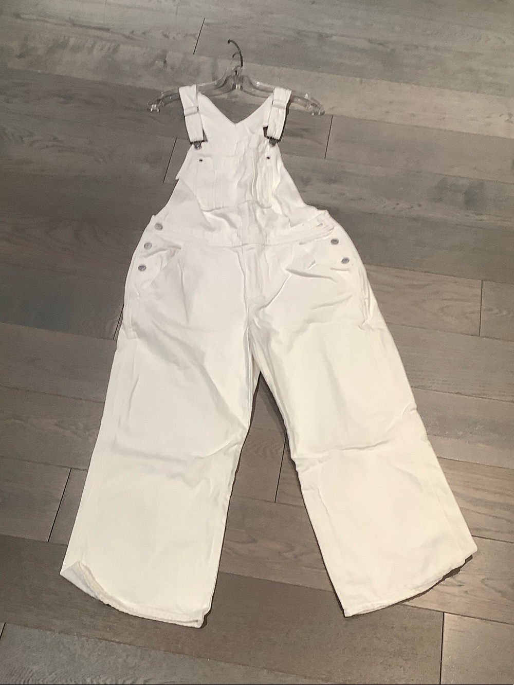 Old Navy White Denim Overalls with Front Bib